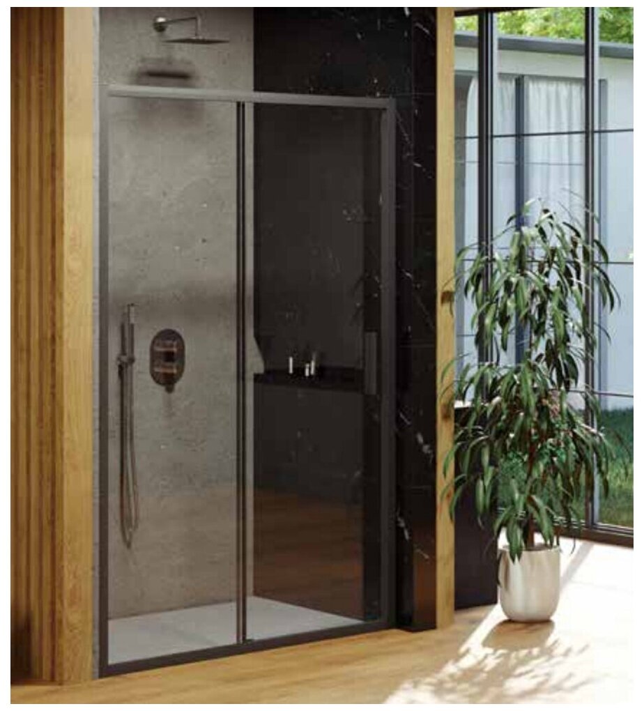 Душевая дверь Ravak Blix Slim 100х195см, арт. X0PMA0300Z1, 6 мм, черный профиль, blsdp2-100 черный+transparent