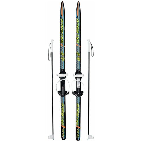 фото Беговые лыжи олимпик ski race с палками, с креплениями голубой/черный/желтый 140 см
