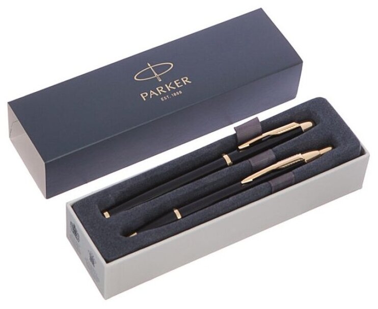 Набор ручек Parker IM Core FK221 (CW2093216) Black GT M сталь нержавеющая подарочная коробка ручка перьевая, ручка шариковая - фотография № 3