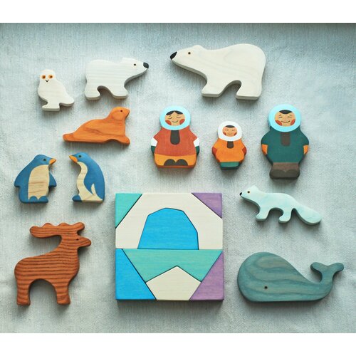 Мастерская Михеевых / Большой набор Зимних игрушек, полярный, северный, подарок детям, деревянные фигурки