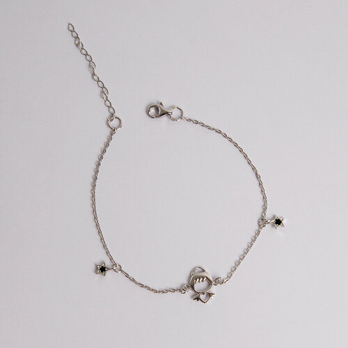 фото Corde браслет-цепочка с подвесками "звезды и ангелочек" с натуральными сапфираами, размер 22,5. серебро 925 пробы.