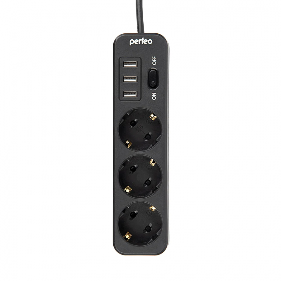 Сетевой фильтр Perfeo Power stream USB, 3 розетки, с/з, 10А / 2500 Вт — фото 9