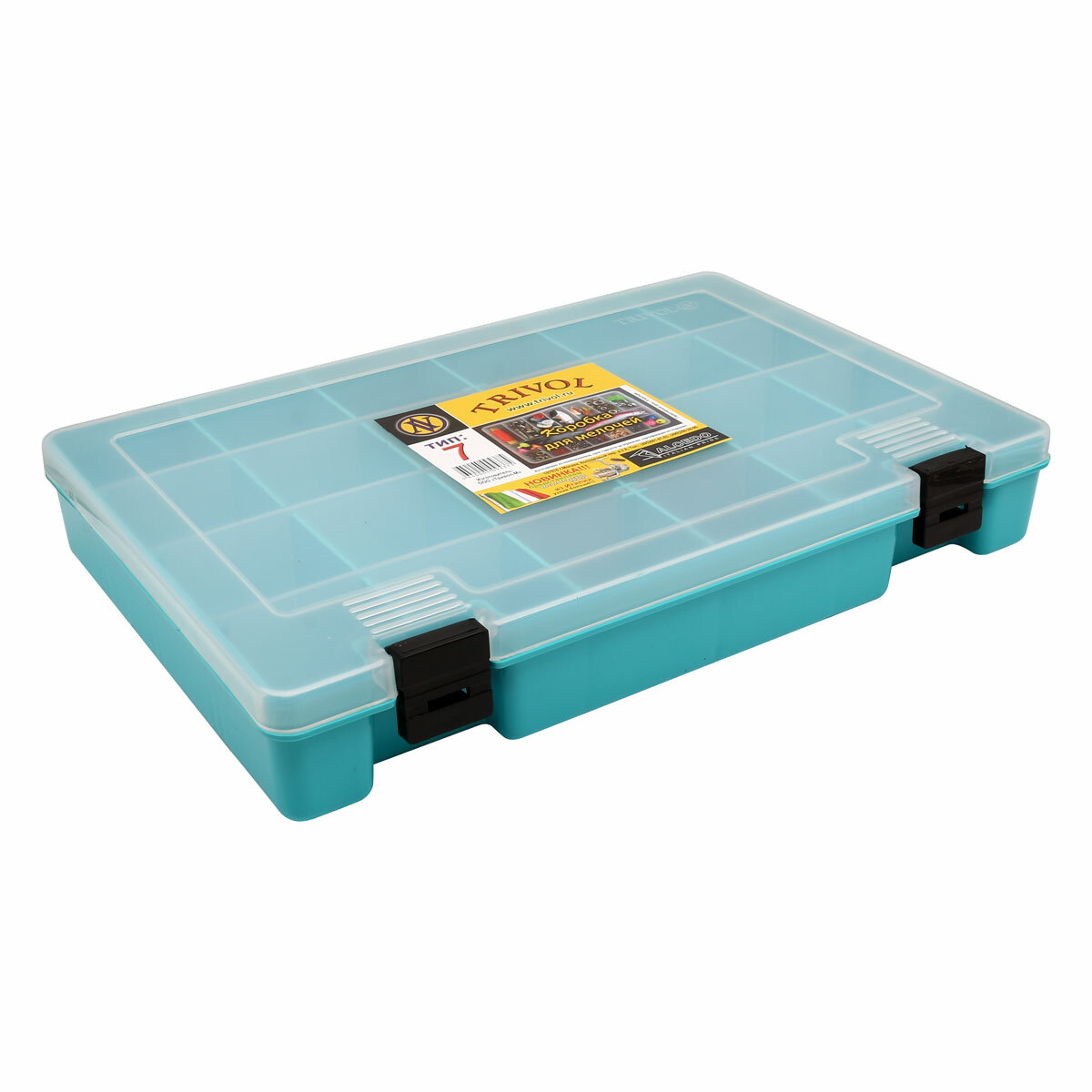 Органайзер для мелочей и рукоделия 24 ячейки съемные перегородки 274*188*45 см бирюзовый TRIVOL