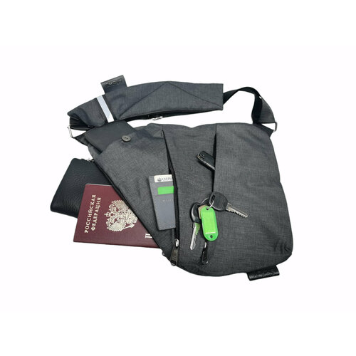 фото Рюкзак слинг 037 темно-серый 037 темно серый, фактура рельефная, серый нет бренда