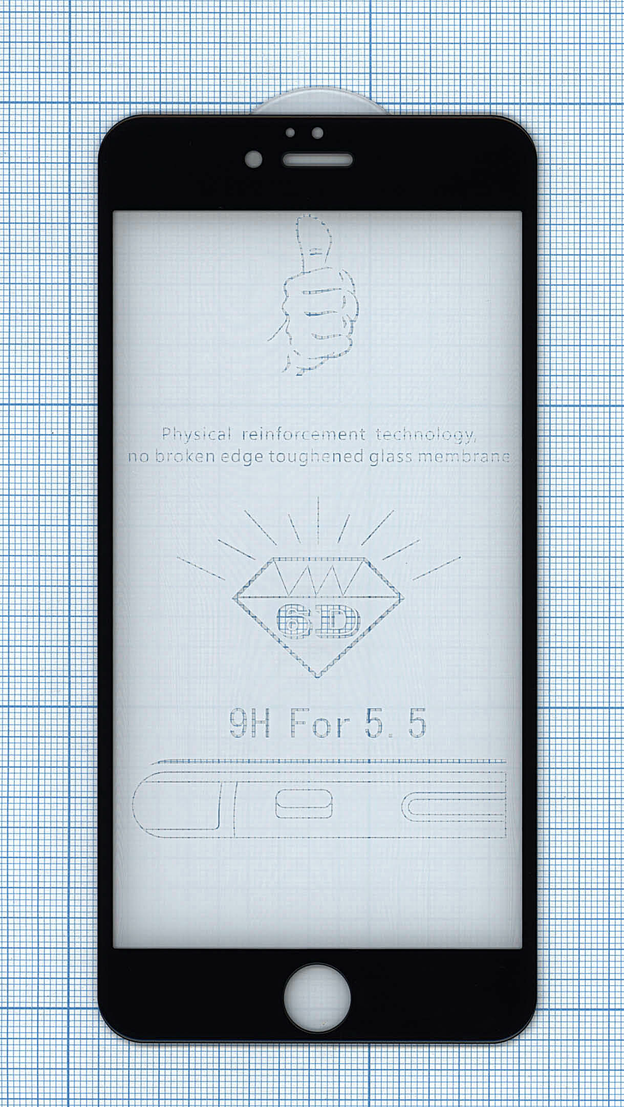 Защитное стекло 6D для Apple iPhone 6/6S Plus черное