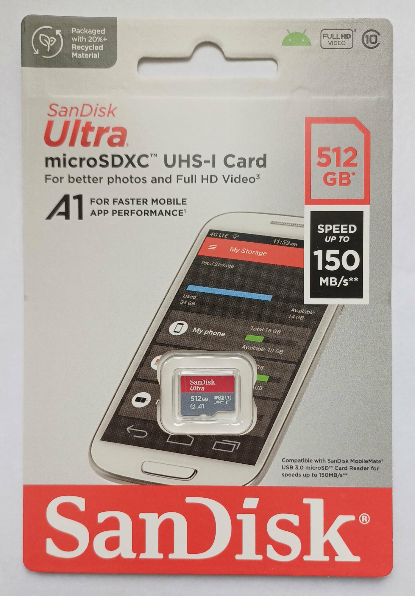 Карта памяти 512GB SanDisk Ultra microSDXC C10 U1 UHS-I 100MB/S, без адаптера - фото №10