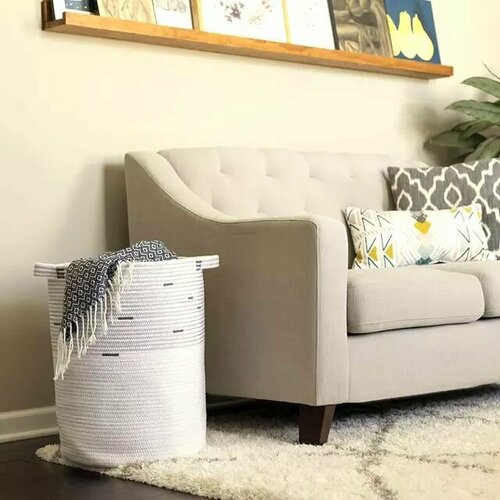 Корзина для белья с ручками хранения игрушек вещей пледов ковриков для йоги плетеная 3750₽