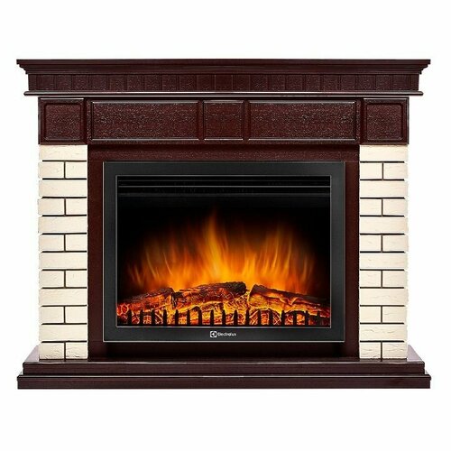 Электрокамин Electrolux Bricks 25 камень бежевый, шпон темный дуб + EFP/P-2520LS N портал firelight bricks 30 шпон бежевый темный дуб