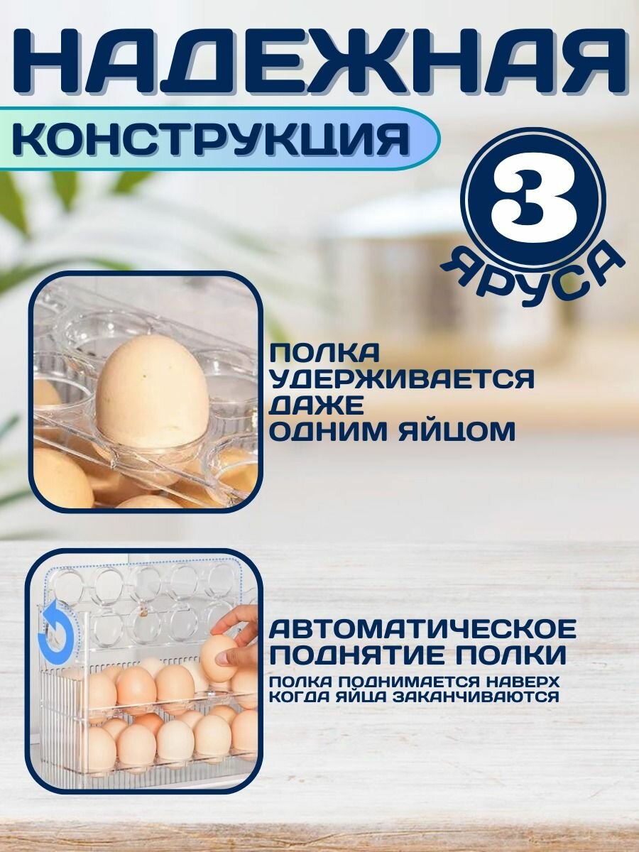 Контейнер для яиц ЮсExpress, пластик, прозрачный, несколько ярусов, 1 шт — фото 1