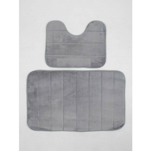 Коврики для ванной и туалета 2шт, серый, прямоугольники вертикальные