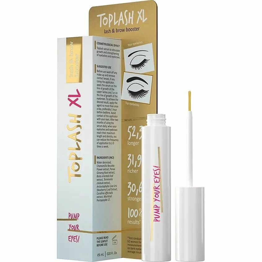 TOPLASH Сыворотка для роста ресниц XL Lash And Brow Booster