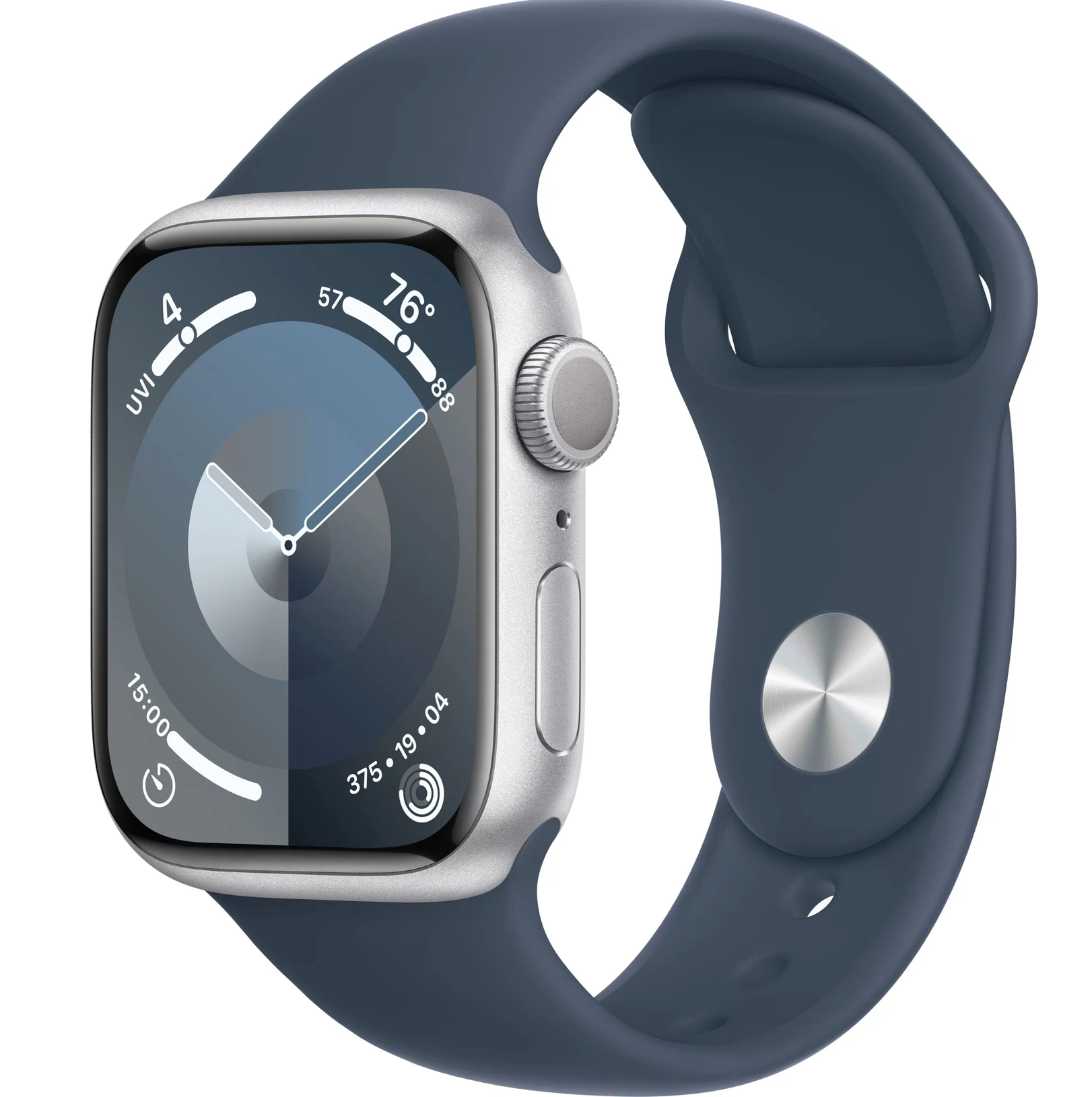 Умные часы Apple Watch Series 9 41 мм Aluminium Case GPS, Silver/Storm Blue Sport Band