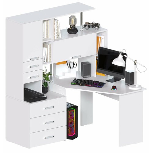 Угловой компьютерный стол Джаз-16 Белый правый