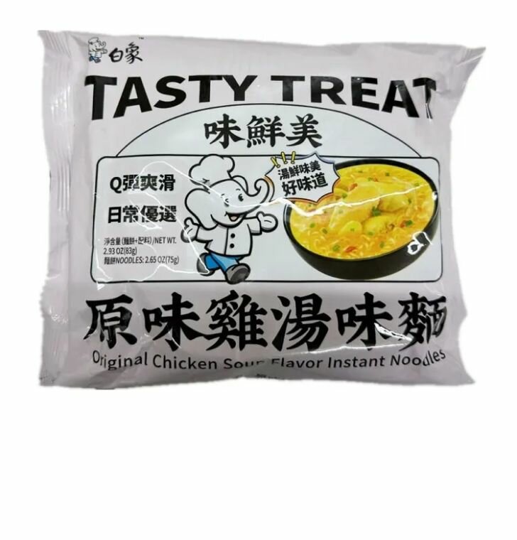 Китайская лапша BaiXiang Tasty Treat куриный суп 84 г