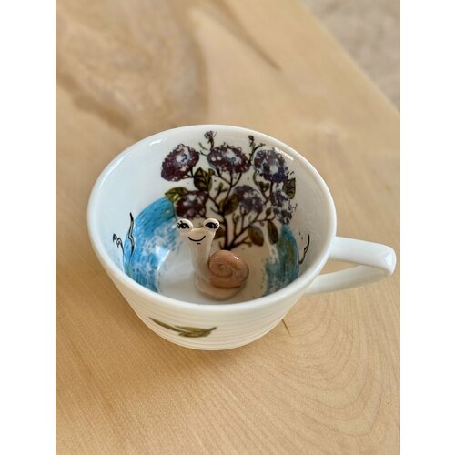 Кружка с фигуркой MADAM DE TYUL Улитка для чая для чаепития подарок ручной работы 2200₽