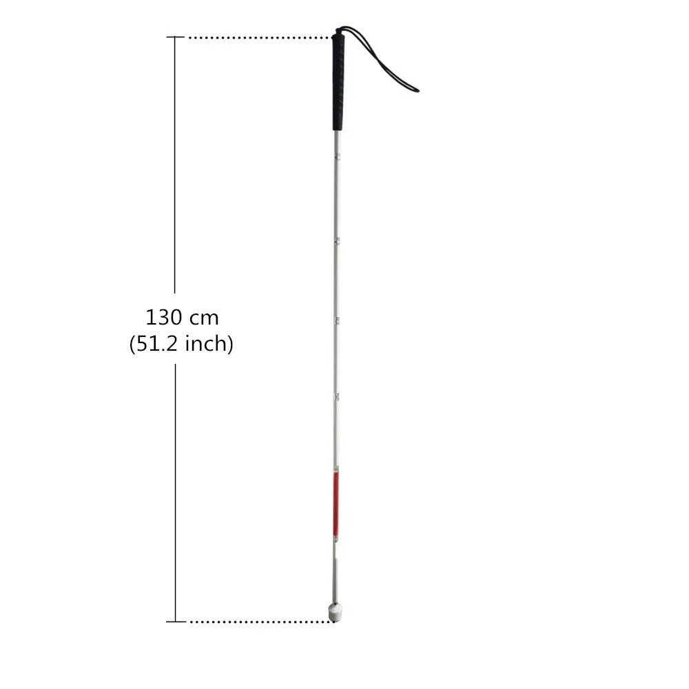 Алюминиевая трость JSJ 7XU-BLK для слепых, 130cm (51.2 inch)