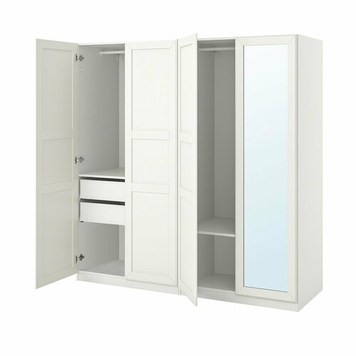 Распашной шкаф PAX TYSSEDAL IKEA четырехсекционный (с зеркалом) (белый) 230*45*240