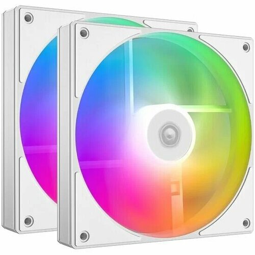 Комплект вентиляторов 140x140x25 ID-Cooling AS-140-ARGB-W DUET (2 in 1) PWM резиновые углы белый 300-1800об/мин