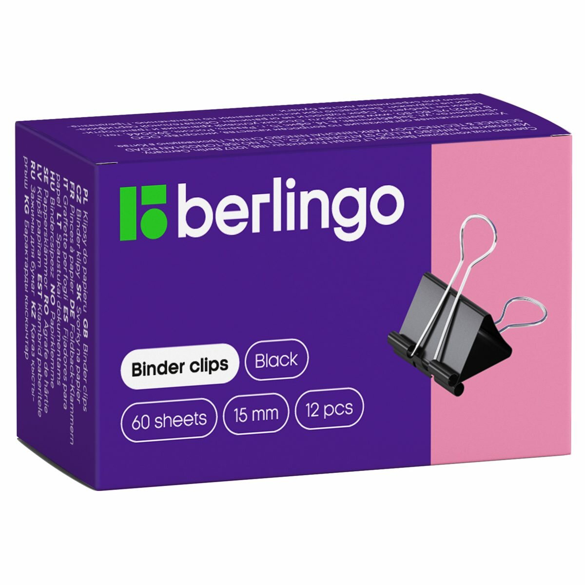 Зажимы для бумаг Berlingo 15 мм, 12 шт., черные, картонная коробка - фото №2