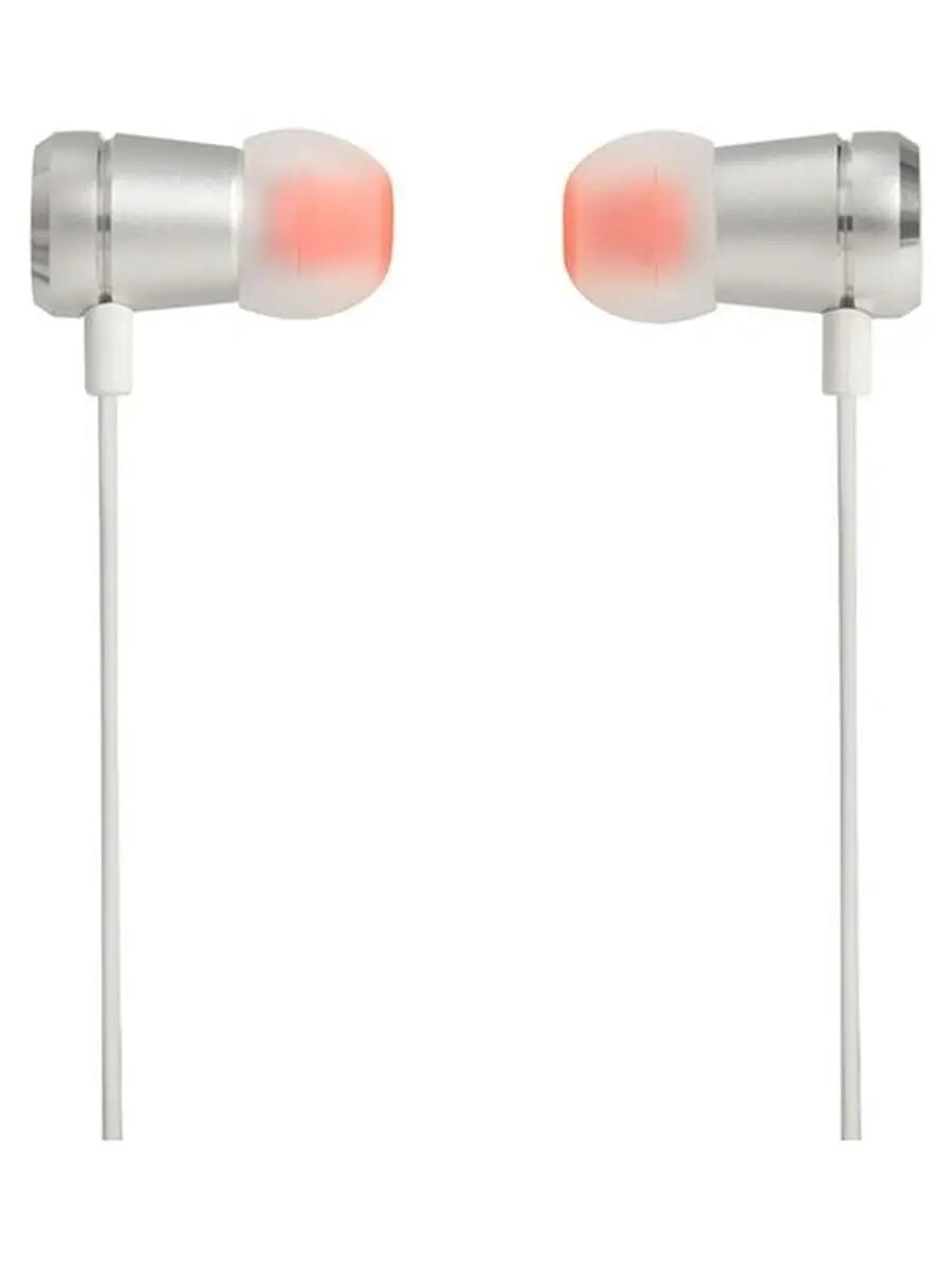 Наушники JBL T290, проводные, серебристые, с пультом, с микрофоном — фото 1