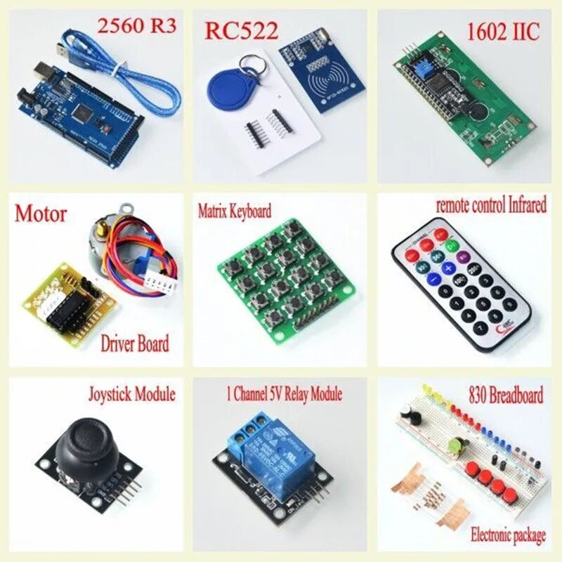 Mega 2560 r3 стартовый комплект сервопривод RFID ультразвуковое реле дальности LCD для arduino, Небесно-голубой — фото 1