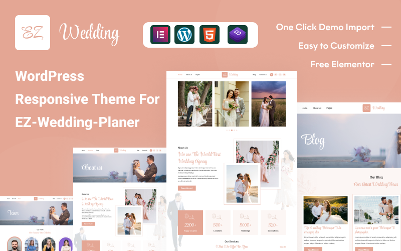 Шаблон для сайта Вордпресс с демоконтентом EZ Wedding Planner: Ultimate WordPress Theme for Modern Weddings and Event Planning