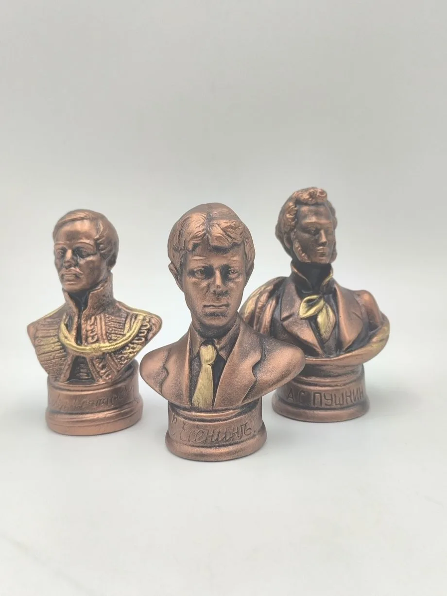 Набор из 3 бюстов "Великие русские поэты А. С. Пушкин, С. А. Есенин, М. Ю. Лермонтов"
