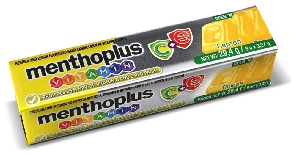 Леденцы Menthoplus Vitamin C+E с лимонным вкусом 29,4 г. набор 12 шт - фотография № 8