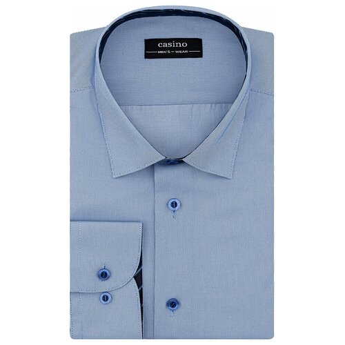 Рубашка мужская длинный рукав CASINO c223/157/2930/1p, Прямой силуэт / Сlassic fit, цвет Голубой, рост 174-184, размер ворота 41