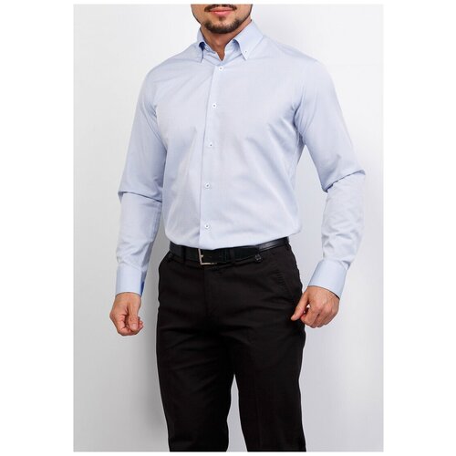 фото Рубашка мужская длинный рукав casino c221/1/117/z/b/1, полуприталенный силуэт / regular fit, цвет голубой, рост 174-184, размер ворота 39