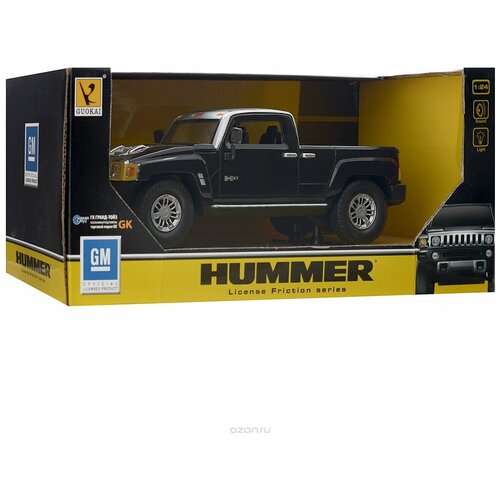 Автомобиль инерционный HUMMER H3T 1:24 со светом и звуком на батарейках GK 866-82434 Чёрный