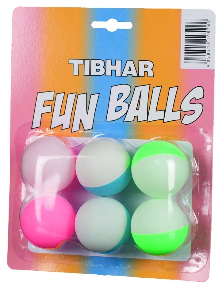 Мячи для настольного тенниса Tibhar FUN BALLS, 6 шт.