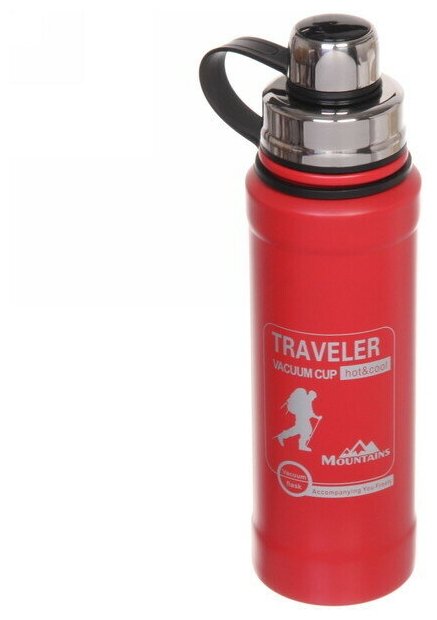 Термос металлический 600мл «Traveler» красный - фотография № 1