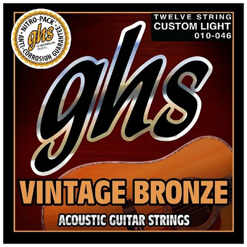 Набор струн для 12-струнной акустической гитары, 10/10-46/24 GHS VN-12CL VINTAGE BRONZE