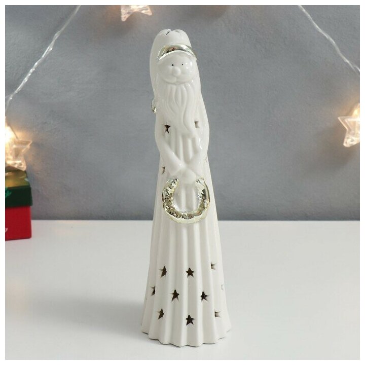 Сувенир керамика световой Дедушка Мороз с веночком золото 26х7,5х7,5 см 1 шт.
