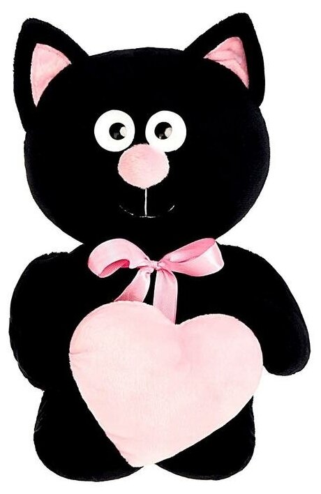 Мягкая игрушка «Котик с сердцем», цвет чёрный, 30 см