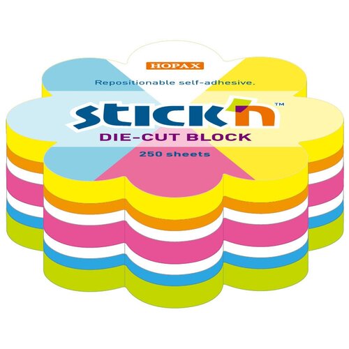 Блок самоклеящийся бумажный STICK`N 21833, 67x67, 250 л, неон, ассорти