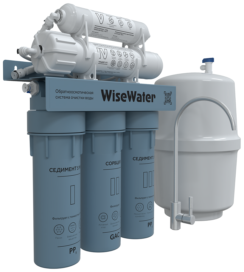 Бытовой осмос WiseWater Osmos Optimum, 5 ступеней, мембрана Vontron 75 gal - фотография № 1