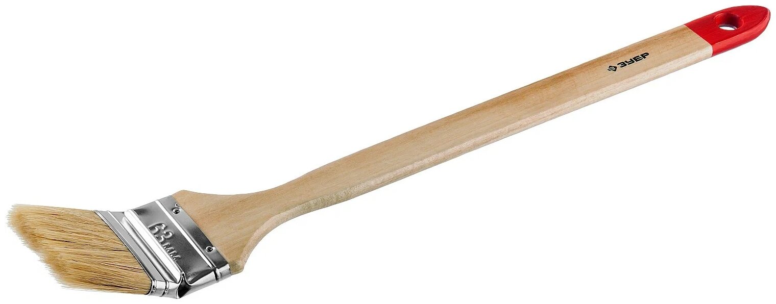 Кисть радиаторная угловая ЗУБР универсал-мастер, светлая натуральная щетина, деревянная ручка, 63мм