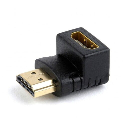 Переходник Premier HDMI шт-HDMI гн угловой, пластик, позолоченный 5-892G