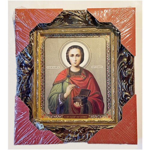 Икона Репродукция Святой Пантелеймон в золоченой размер 22*25