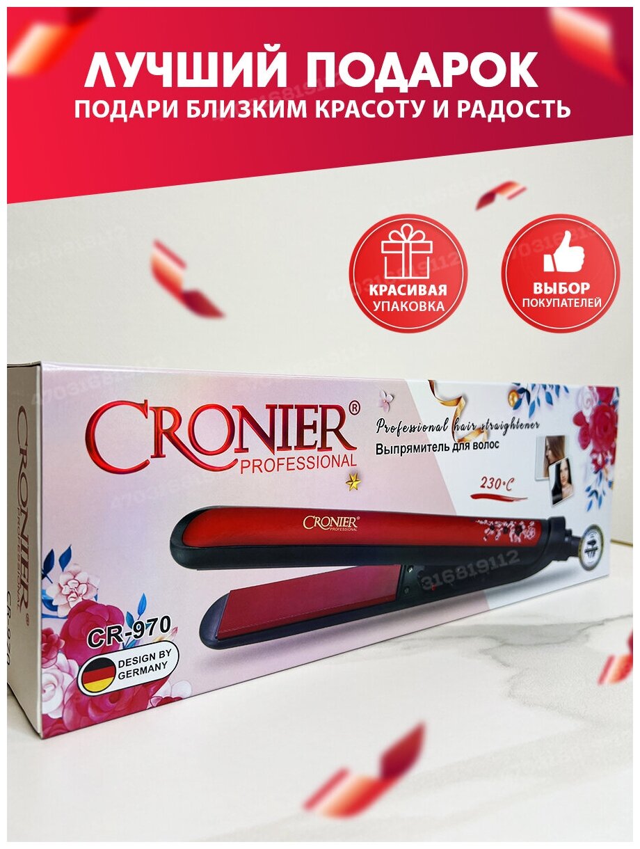 Выпрямитель для волос CRONIER CR-970 ,красный - фотография № 10