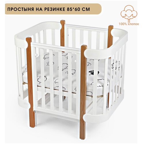 Простыня на резинке 85*60 см Барашки BabyGood, 100% хлопок 1 шт