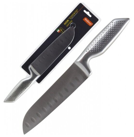Нож кухонный Сантоку Mallony ESPERTO MAL-08ESPERTO цельнометаллический, 18 см