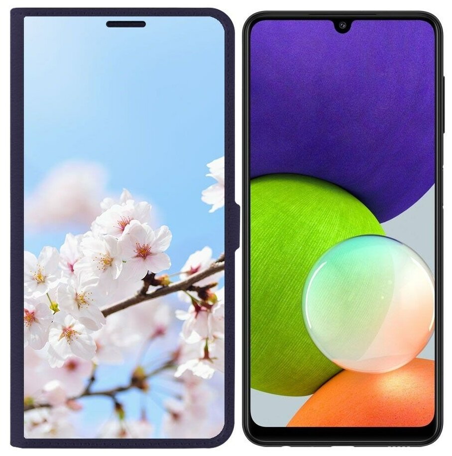 Чехол-книжка / Защитный кейс / Krutoff Eco Book для Samsung Galaxy A22 4G (A225) Цветение (синий)