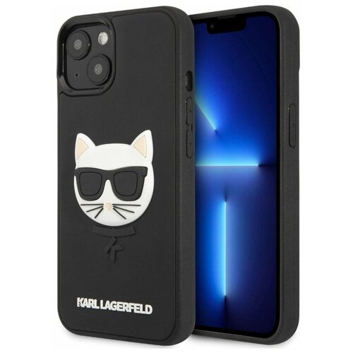 Lagerfeld для iPhone 13 mini чехол 3D Rubber Choupette's head Hard Black