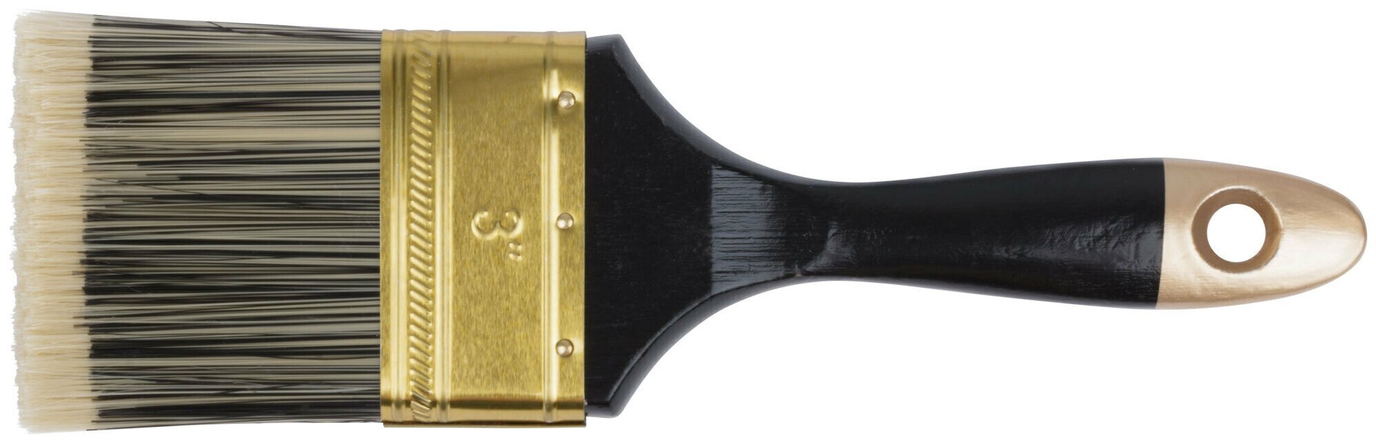 Кисть флейцевая "Стайл", искусственная черно-белая щетина, деревянная ручка 3" (75 мм) 01187