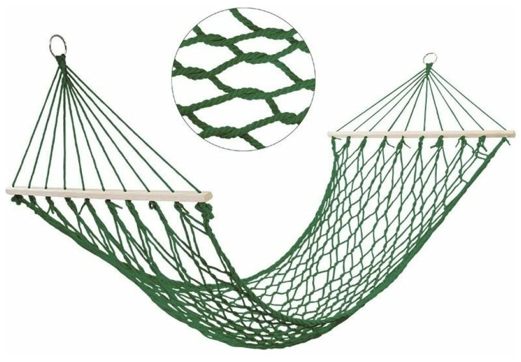 Гамак-сетка (нейлон) Ham-13 с деревянной планкой, р-р 200х75 см - фотография № 3