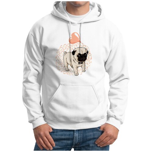 Толстовка Худи белые CoolPodarok Животные. Собака с шариком