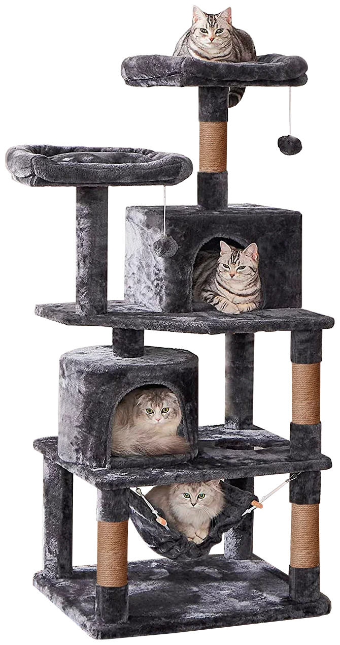 Домик для кошки с когтеточкой "Комфорт два домика +гамак " игровой комплекс для нескольких кошек с лежаком, с гамаком - фотография № 1